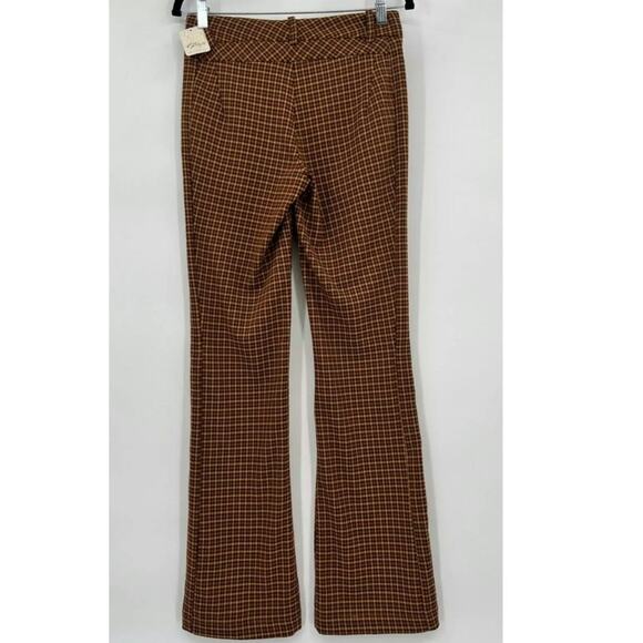 NWT Free People Jana Flare Trousers $98 SIZE 2 Brown Houndstooth Motif - Picture 6 of 8